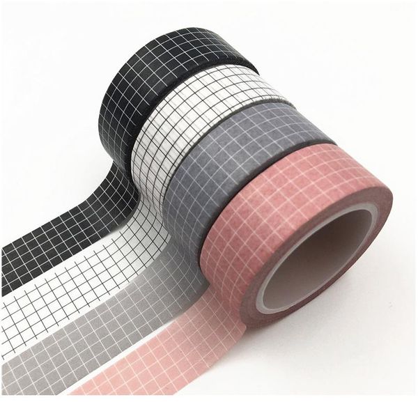 

10m black and white grid washi tape japanese paper diy planner masking tape adhesive tapes stickers decorative statione wmtomr
