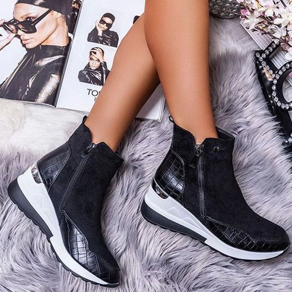 

2020 warm plush winter boots chunky sneakers ankle boots women shoes woman zipper buckle thick sole platform zapatos mujer #hg8n, Black