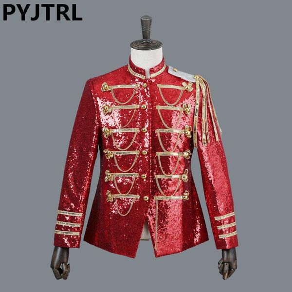 

pyjtrl brand men classic court blazer stage costumes for singers dj paillette silver white red black slim fit sequin suit jacket, White;black