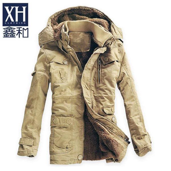 

jacket and velvet thickening male man cotton-padded jacket coat big yards long winter male han edition, Black