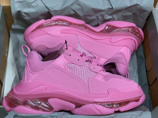 

женщины дизайнеры кроссовки triple s розовый ботинок chaussures d'extérieur женские дизайнеры обувь с чистым солевым стилем 30 походов обувь, Black