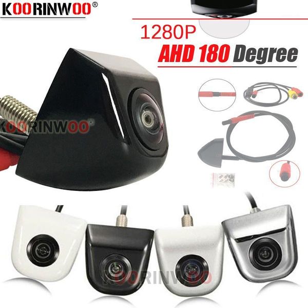 

koorinwoo video 180 degree ahd 1280p car rear view camera front form black white silver metal mirror image parking camera track1