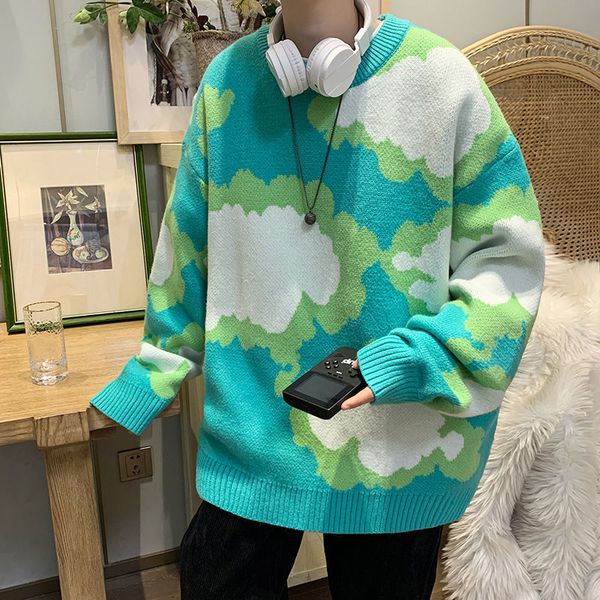 

blouse 2021 men's autumn thin new pure retro cloud mesh sweater male clothing 7n0j, White;black