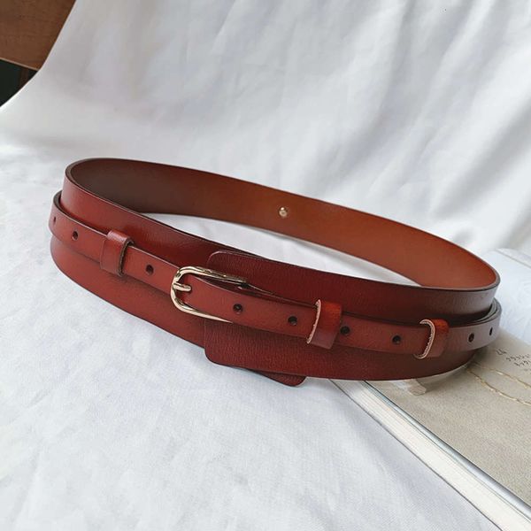 

fashion pin buckle cover women's jacket skirt waist versatile adjustable decorative leather wide belt, Black;brown