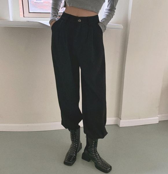 

women's pants & capris hed 2021 spring, autumn and winter all-match loose thin harem casual high waist drape suit, Black;white