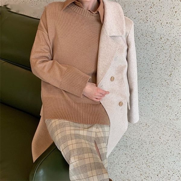 

hirsionsan winter oversized sweater women 2020 elegant knitted basic pullovers o neck loose soft female cashmere jumper q1217, Black