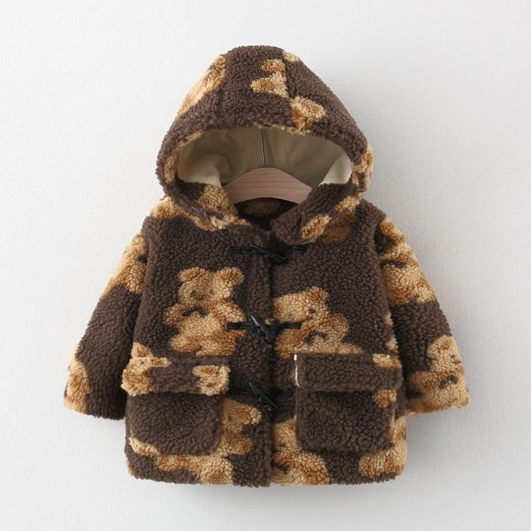 

jackets wholesale 2021 baby cartoon bear print thickened jacket1, Blue;gray