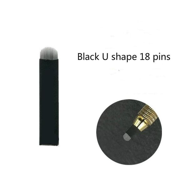 

100pcs black u shape 18 pins blades professional microblading needles for permanent microblading embroi jlltlk