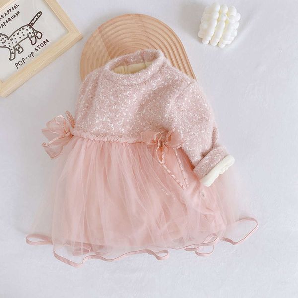 

sweater girls' plush bow drs knitted 2020 winter yarn girl's splicing princs skirt cq001 nevof6kw, Red;yellow