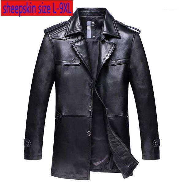 

new fashion super large men genuine leather jacket coat loose suit collar autumn winter casual plsu size l-8xl 9xl1, Black