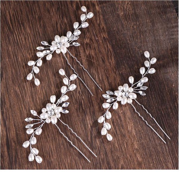 

ailibride 2 шт. свадебные жемчужные пинги прически принадлежности для волос женщины bridal головной наконечники ручной действия еврейские bb, Slivery;golden