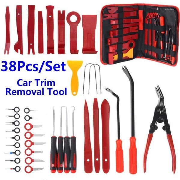 

38 /40 pcs car disassembly tools dvd stereo refit kit interior trim panel dashboard installation removal repair tools red/blue1