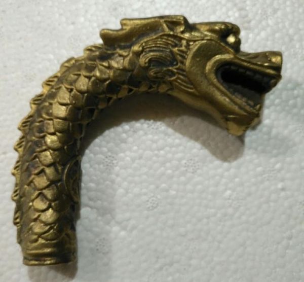 2022 Nova China Collectible Antiga Handwork Escultando Bronze Dragon Cane Head Stick Statue / 2 Estilo Escolha