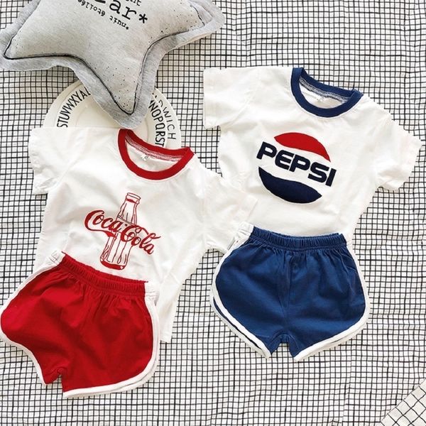 

2019 brother sister matching clothes boys clothing sets summer toddler girls two pieces shirt+ shorts family matching outfits y200704, Blue