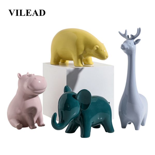 VILEAD 10 cm 25 cm Figuras de animales de cerámica Hogar creativo Habitación de los niños Decoración de escritorio Regalo Artesanía Accesorios Ornamento Niños T200710