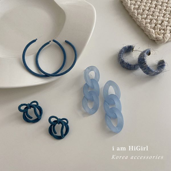

fashion 925 silver needle fall winter fashion plush simple earrings blue color trendy earrings dongdaemun simple and personalized earrings f, Golden