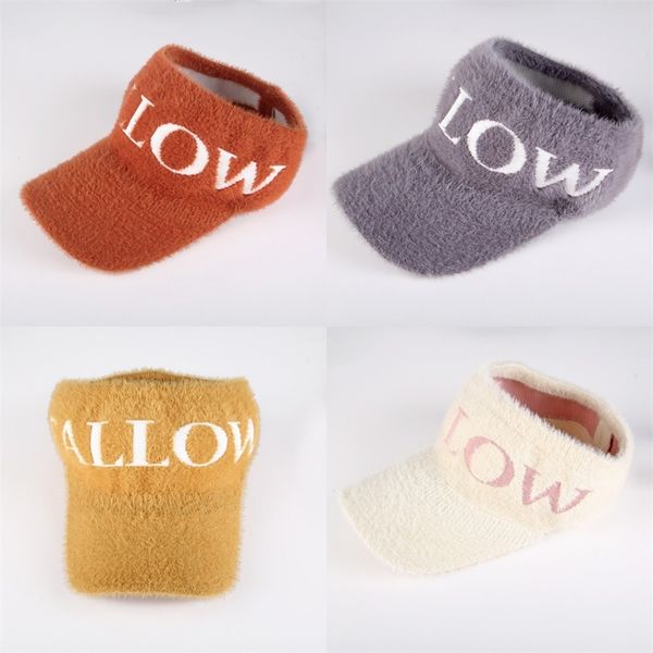 

empty roof knitted hat lady autumn and winter peaked cap letter outdoors imitation mink fashion casquette cycling 7 5jj o2, Black;white