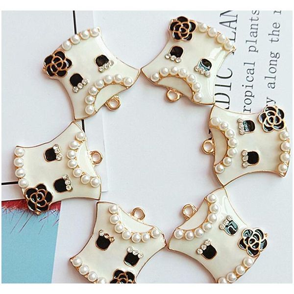 

cute dress camellia diy jewelry charms necklace bracelet mini pendant jewelry making components wholesale yo8zq, Bronze;silver