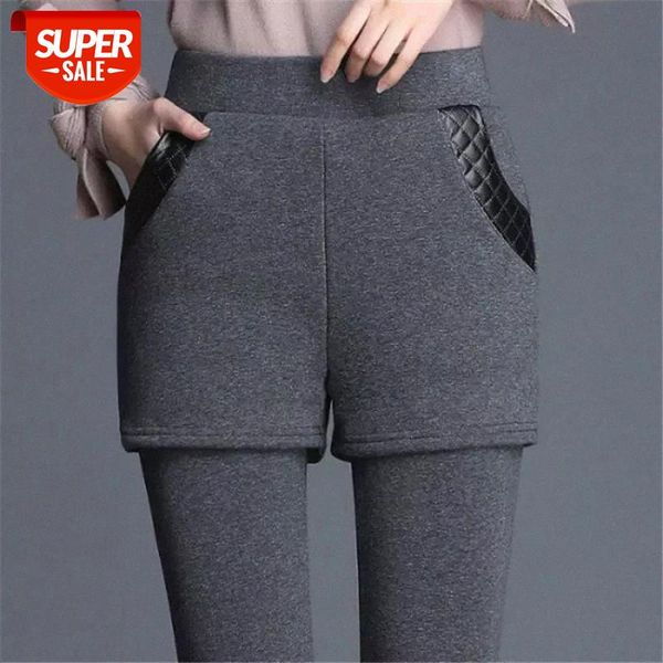 

chrleisure plus velvet leggings women high waist thick warm casual pants women winter slim ankle-length #990o, Black;white