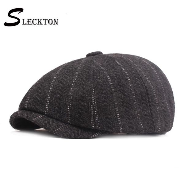 

sleckton wool blend berets cap for men's retro tweed newsboy caps men casual octagonal hat warm hats peaky blinder gorras, Blue;gray
