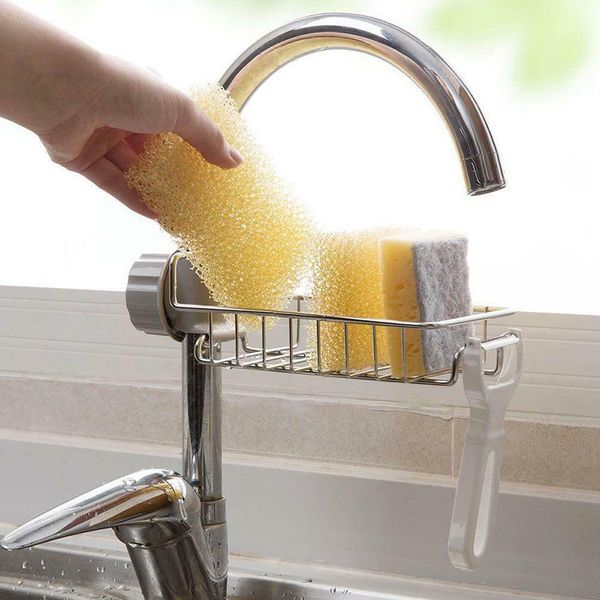 Küche Waschbecken Wasserhahn Abfluss Rack Schwamm Seife Tuch Lagerung Organizer Halter Regal TN88 Y200429