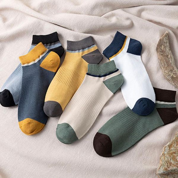 

spring and summer new quality men's socks casual ethnic socks striped cotton boat in tube retro men's shallow mouth1, Black