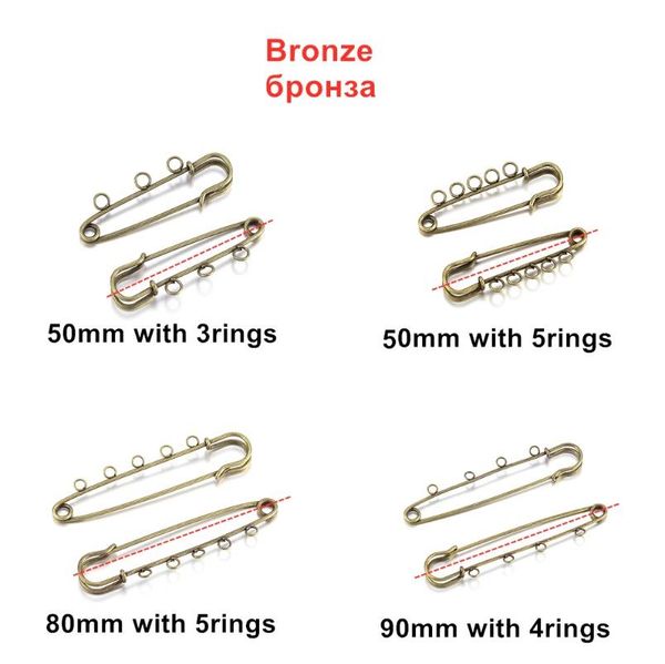 

10pcs lot safety pins brooch blank base brooch pins 50 80 90mm pins 3 5 rings jewelry pin for jewelry making supplies accessorie f sqcihw, Gray