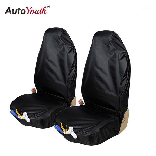 

autoyouth waterproof car seat cover 2pcs front car seat protector with organizer bag universal interior accessory1