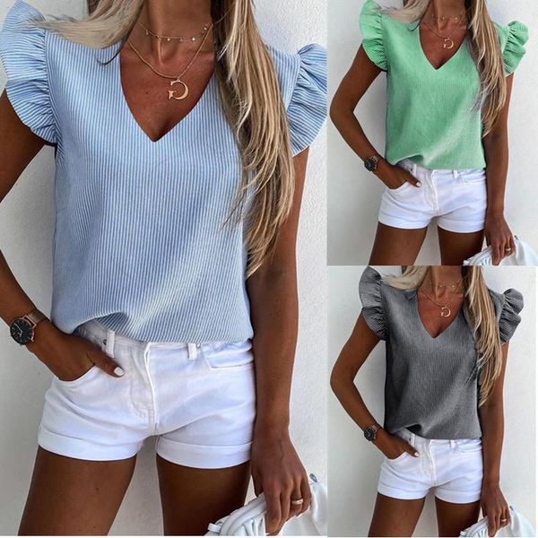

women pineapple floral print ruffle blouse 2021 summer butterfly sleeve shirt elegant office lady o-neck blusa streetwear1, White