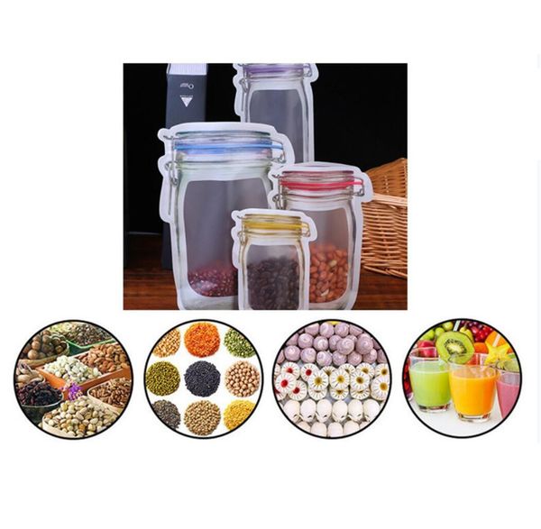 

mason jar bottle bag nut candy cookie bag sealing ring fresh food storage bag snack zipper sealed kitchen storage bags h2101