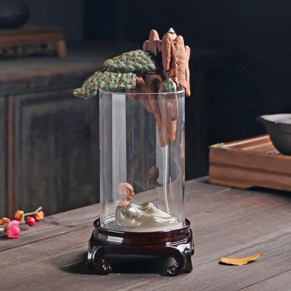 

lady backflow incense burner holder cerami censer creative home decor smoke waterfall mountain river handicraft incense holder