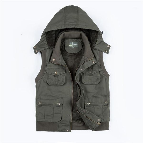 

pocket men vest for winter autun male thick warm parka travel khaki sleeveless waistcoat with many pockets1, Black;white