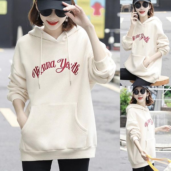 

women's hoodies & sweatshirts women leisure long sleeve pullovers korean style loose streetwear, Black