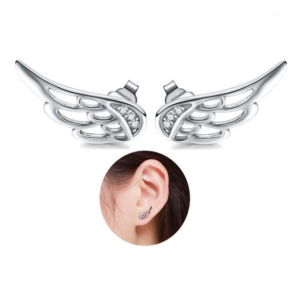

dalaran genuine 925 sterling silver feather fairy stud earrings silver for women fashion jewelry1, Golden;silver