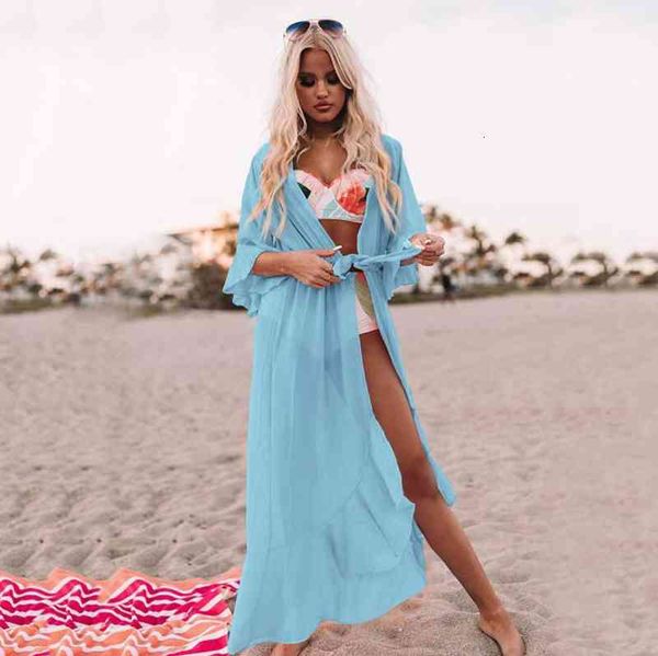 

summer womens beach bikini v-neck cover-ups fashion women chiffon see-through cover-up bandage beachwear cover up, White;black