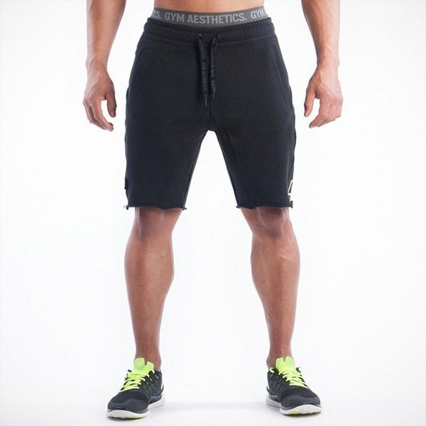 

men gyms fitness cotton shorts casual vintage knee length short pants male jogger bodybuilding workout crossfit brand sweatpants1, White;black