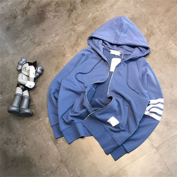 

new fashion printed striped sweater for men and wo, the same casual hooded jacket wo, Black