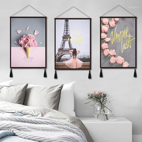 

nordic wall tapestry hanging picture modern tassel abstract art tapestry simple pink alfombra dormitorio bedroom decor ad50wt1