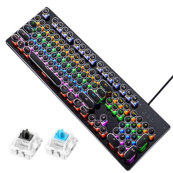 

gaming keyboard retro keycap backlit wired mechanical keyboard for pc computer laptop