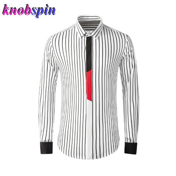 

classic striped long sleeve men's shirt cotton slim chemise homme brand business male dress shirts plus size -4xl c1212, White;black