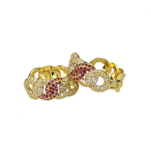 

circle hoop earrings pave multi colorful zirconia stone for women gift round shape gold color punk winding twist hollow jewelry1, Golden;silver