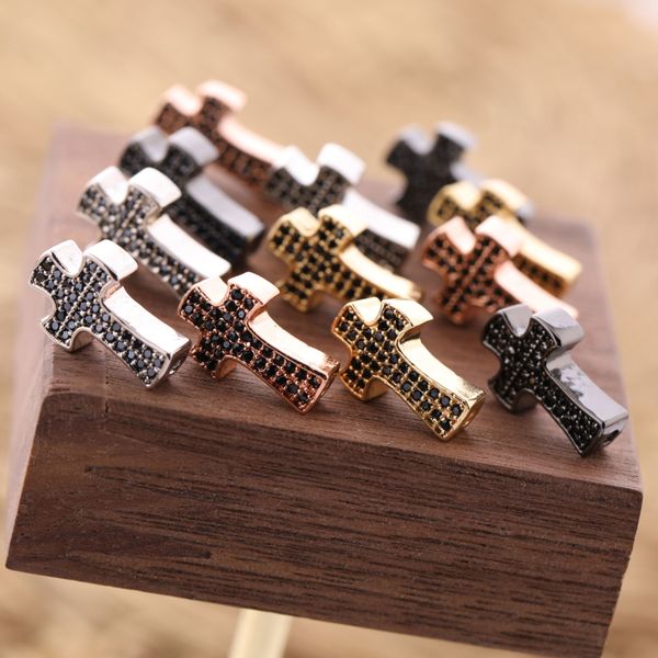 Homens e mulheres artesanais DIY pulseira jóias charme micro pave multi cores zircon encantos transversais para atacado