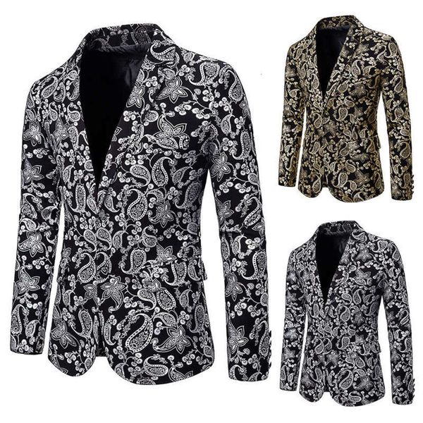 

flower fashion cashew men's gilt slim print suit dress show coat, White;black
