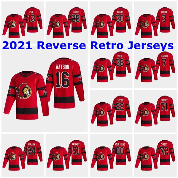 

2021 reverse retro ottawa senators jerseys 49 scott sabourin jersey 36 colin white 26 erik brannstrom 2 dylan demelo mens custom stitched, Black;red