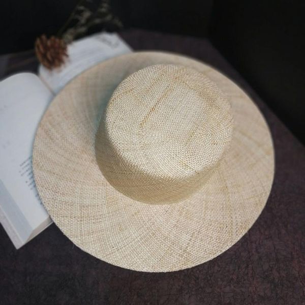 

wide brim hats handmade skin-friendlyÂ treasure straw hat women summer sun gilrs high natural panama beach ca, Blue;gray