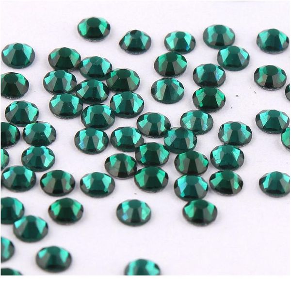 

ss3-ss34 emerald green shiny 3d nail art rhinestone non ix flatback glue on rhinestones for diy jllsrf, Black