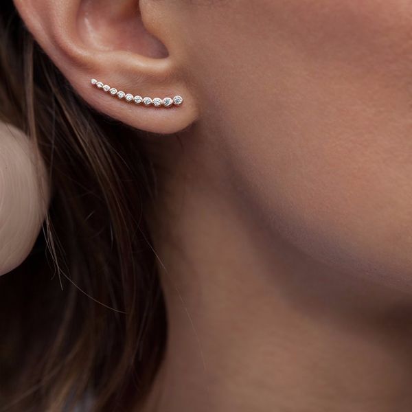 

new arrival friends 925 sterling silver sweep cz long wire thread ear climber women climber 925 silver earring