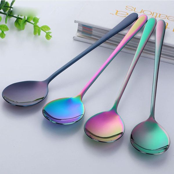 

spoons 1pc creative rainbow 304 stainless steel dining service dinner spoon tableware flatware gift