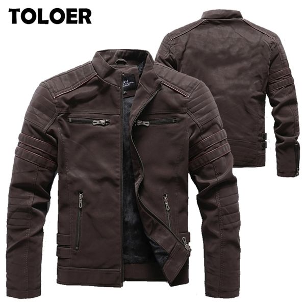 

leather jacket men autumn winter new men's fashion motorcycle pu leather jackets coat male stand collar slim casual jacket 201123, Black;brown