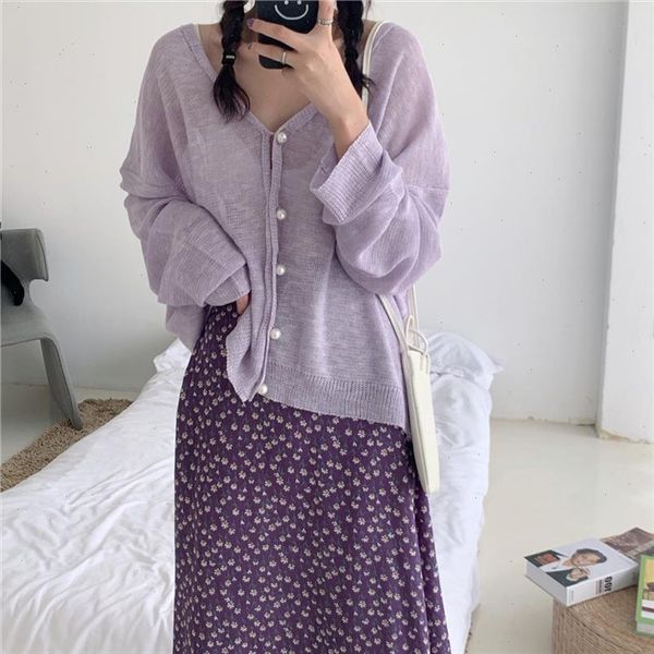 

korean two piece set womens outfits full sleeve single breasted knitted sweater and high waist long skirt 2 piece set, Gray